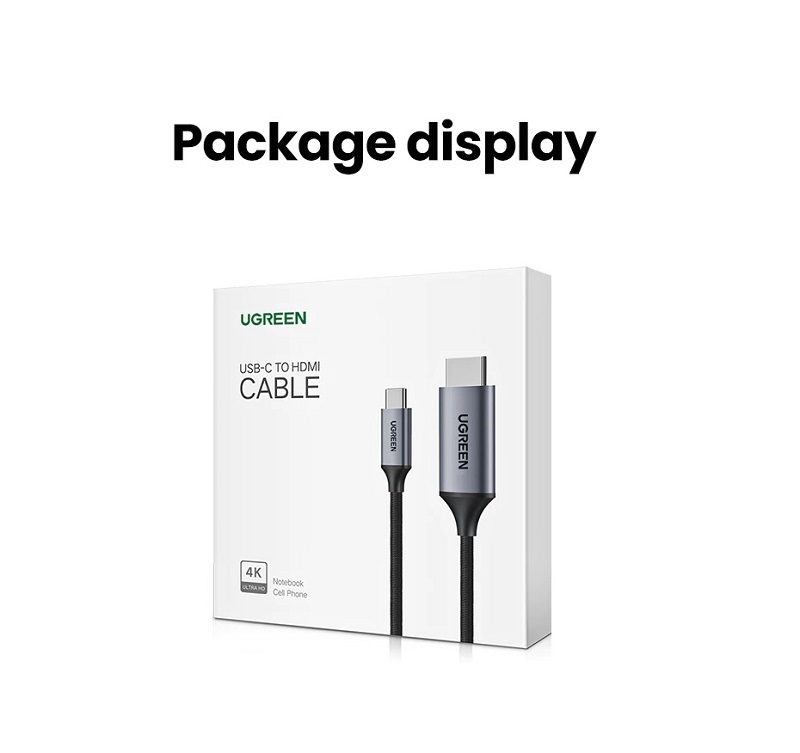 Cáp chuyển đổi USB TypeC sang HDMI, có chíp, 1,5M Ugreen 50570, đen xám